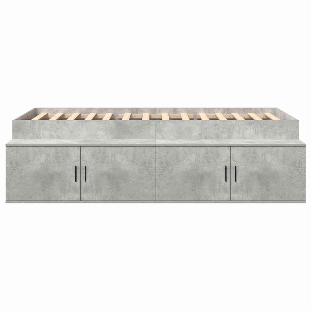 Bett mit Stauraum Betongrau 80 x 200 cm Holzwerkstoff