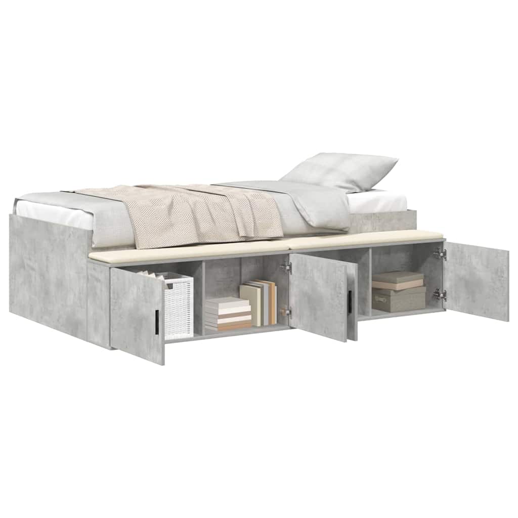 Bett mit Stauraum Betongrau 80 x 200 cm Holzwerkstoff