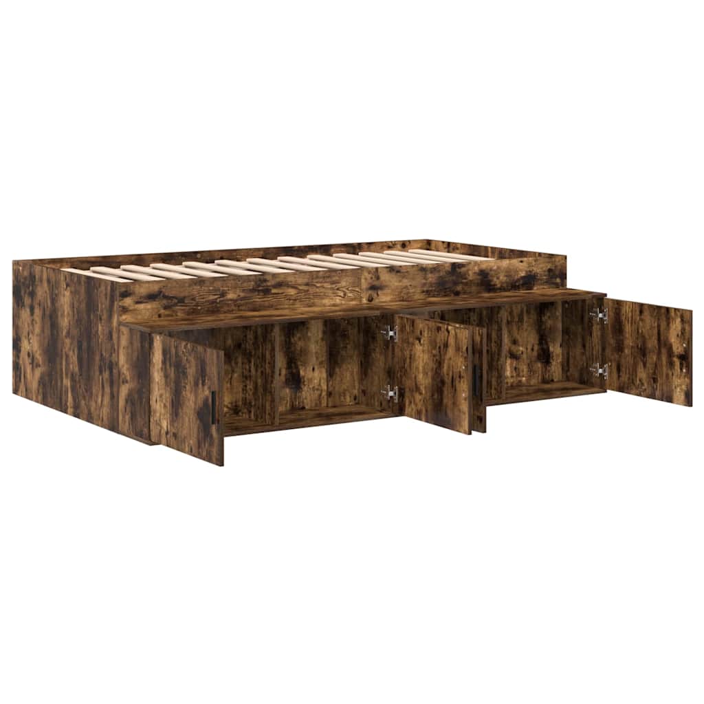 Bett mit Stauraum Räuchereiche 80 x 200 cm Holzwerkstoff