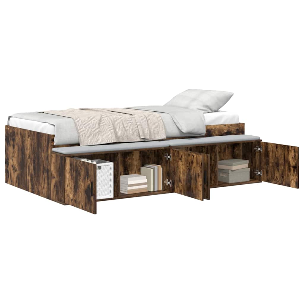 Bett mit Stauraum Räuchereiche 80 x 200 cm Holzwerkstoff