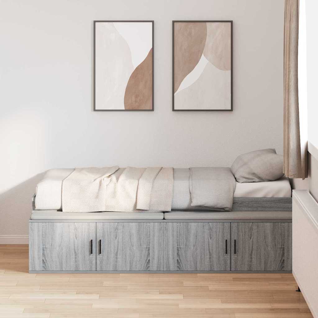 Bett mit Stauraum Grau Sonoma 80 x 200 cm Holzwerkstoff