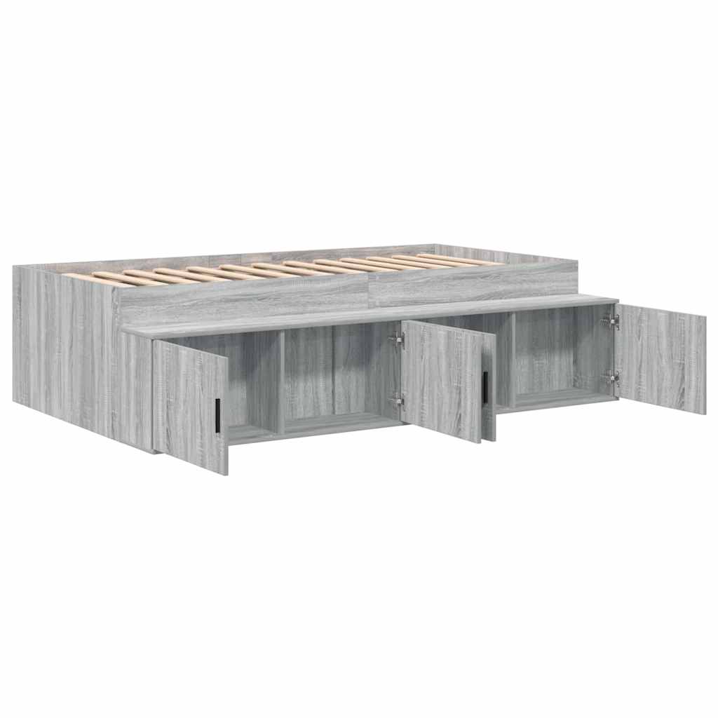 Bett mit Stauraum Grau Sonoma 80 x 200 cm Holzwerkstoff