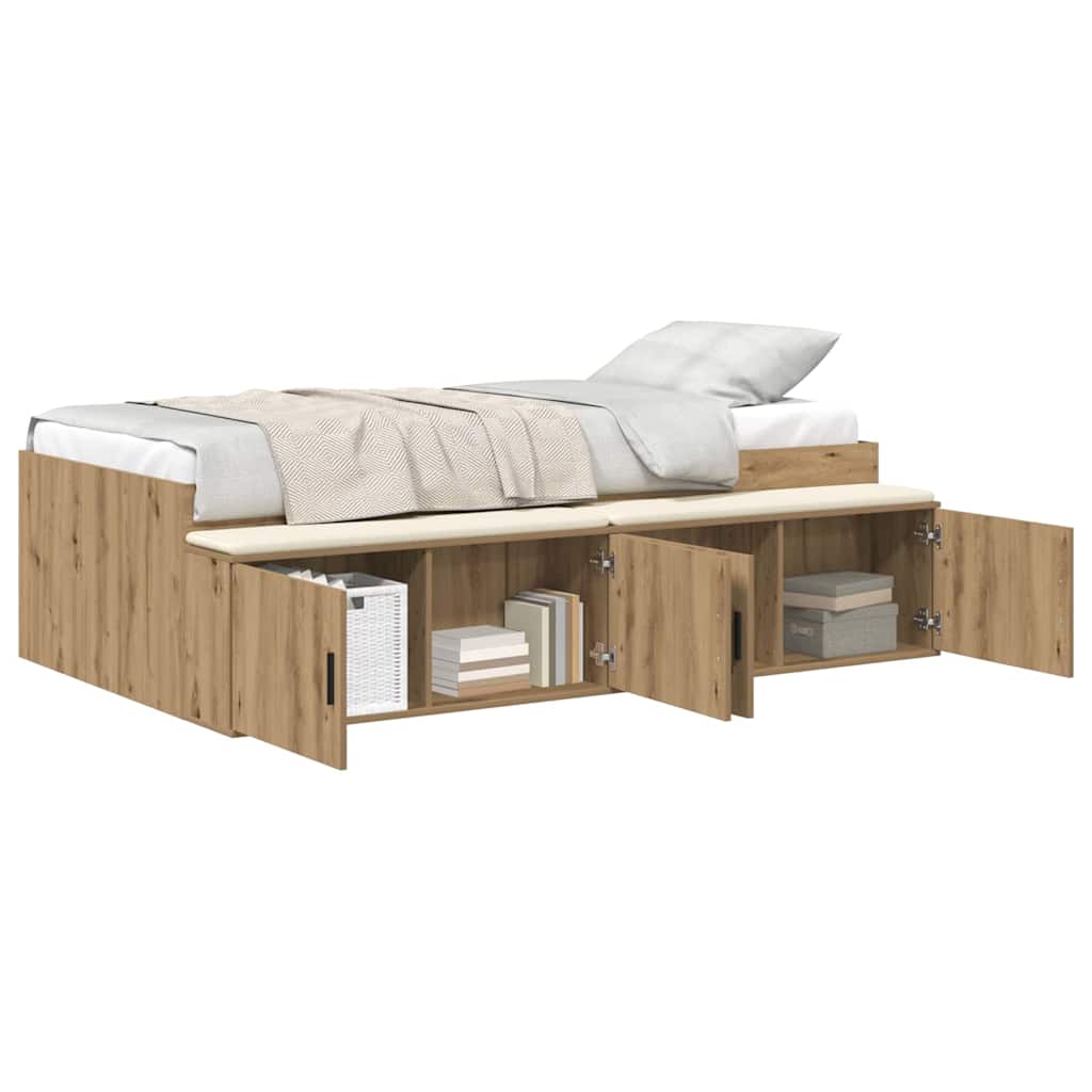 Bett mit Stauraum Artisan-Eiche 80 x 200 cm Holzwerkstoff