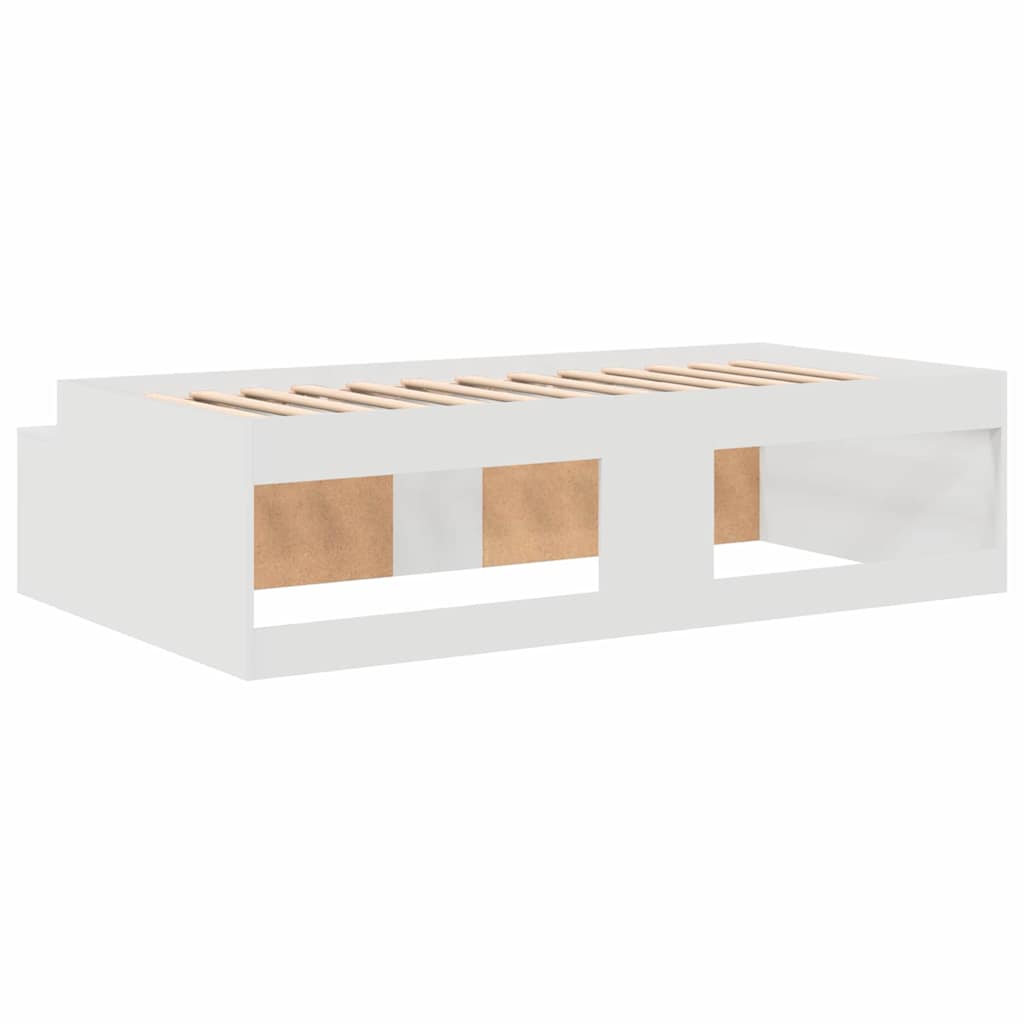 Bett mit Stauraum mit Speicher Weiß 90 x 190 cm Holzwerkstoff