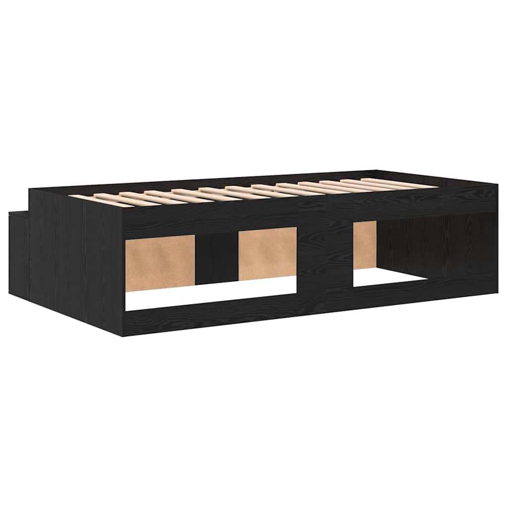 Bett mit Stauraum mit Speicher Schwarz Eichen-Optik 90 x 190 cm