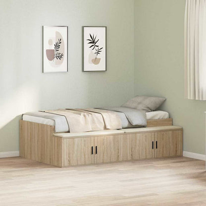 Bettrahmen mit Speicher Sonoma-Eiche 90 x 190 cm Holzwerkstoff