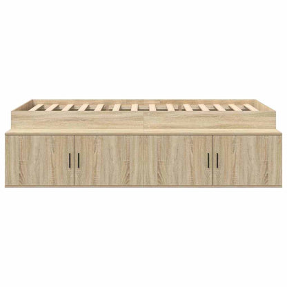 Bettrahmen mit Speicher Sonoma-Eiche 90 x 190 cm Holzwerkstoff