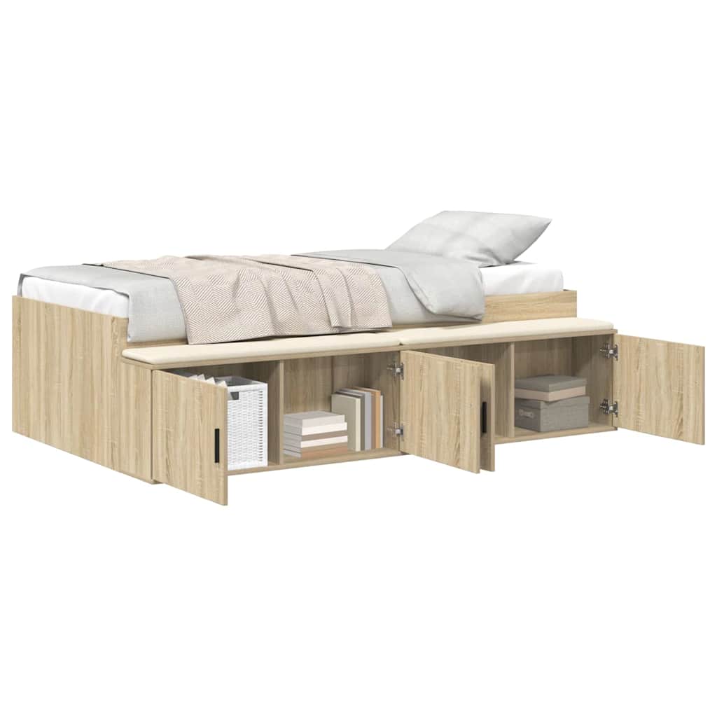 Bett mit Stauraum Sonoma-Eiche 90 x 190 cm Holzwerkstoff