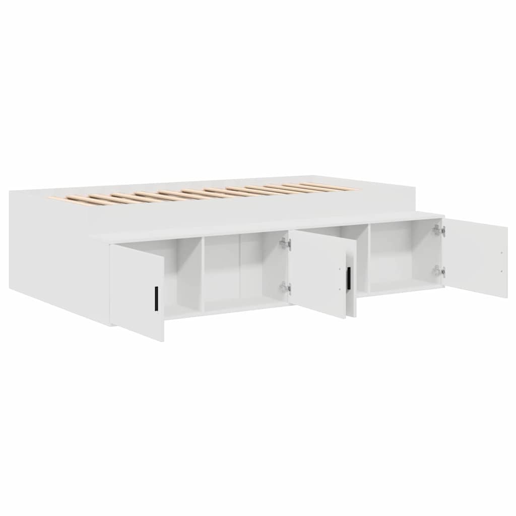 Bett mit Stauraum mit Speicher Weiß 75 x 190 cm Holzwerkstoff