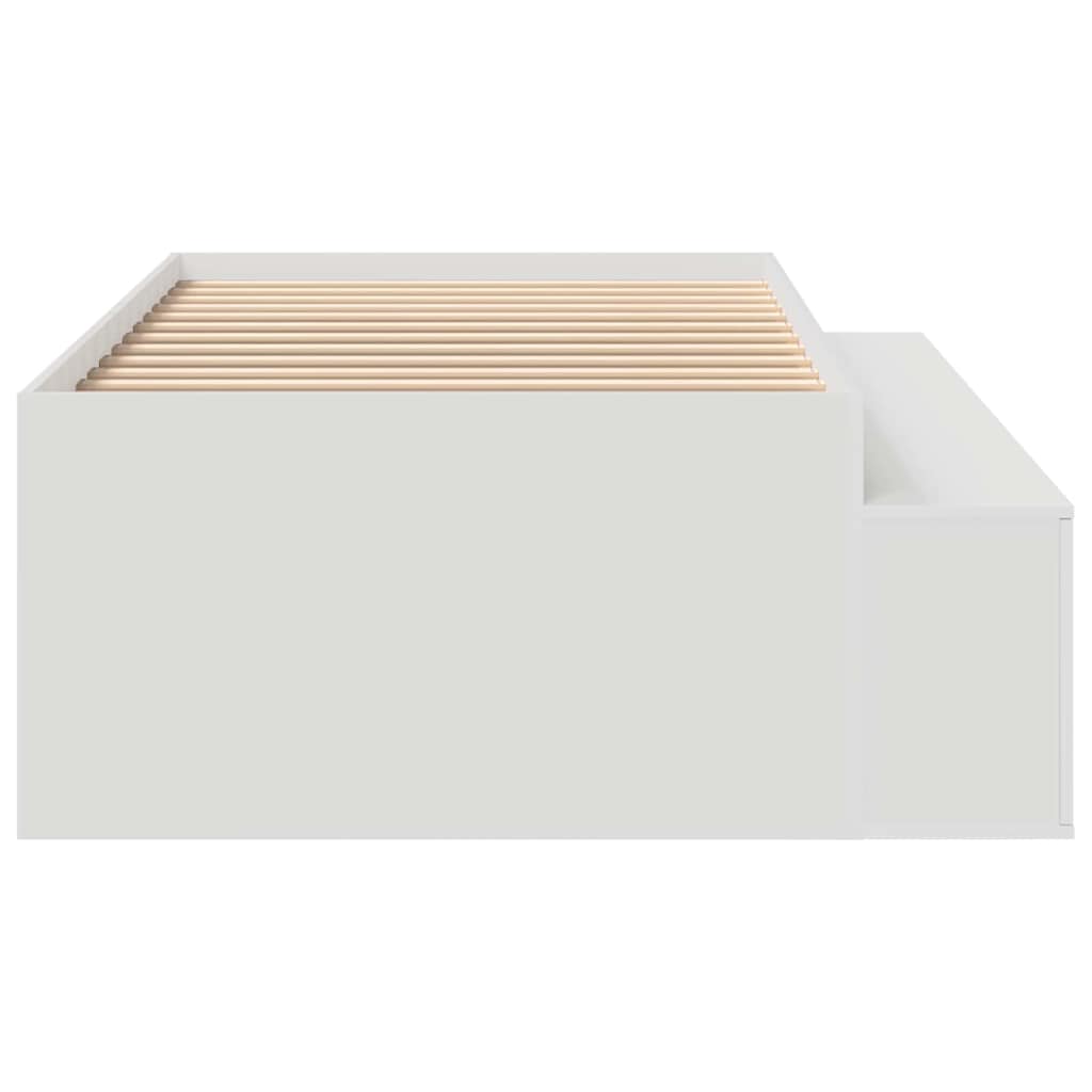 Bett mit Stauraum mit Speicher Weiß 75 x 190 cm Holzwerkstoff