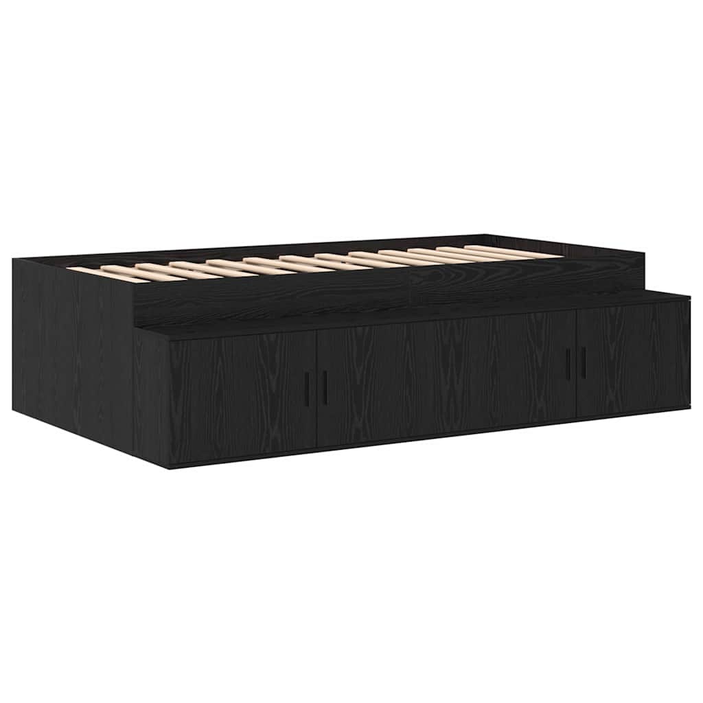 Bett mit Stauraum mit Speicher Schwarz Eichen-Optik 75 x 190 cm