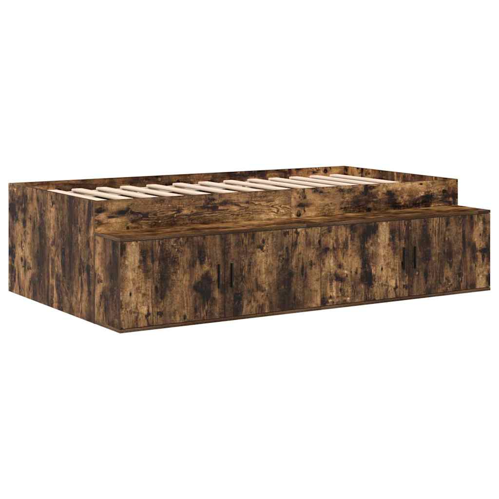 Bett mit Stauraum Räuchereiche 75 x 190 cm Holzwerkstoff