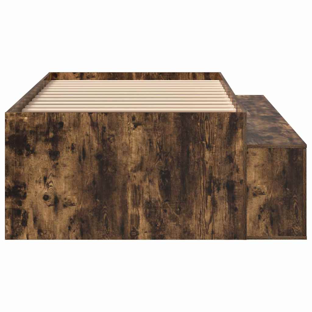 Bett mit Stauraum Räuchereiche 75 x 190 cm Holzwerkstoff