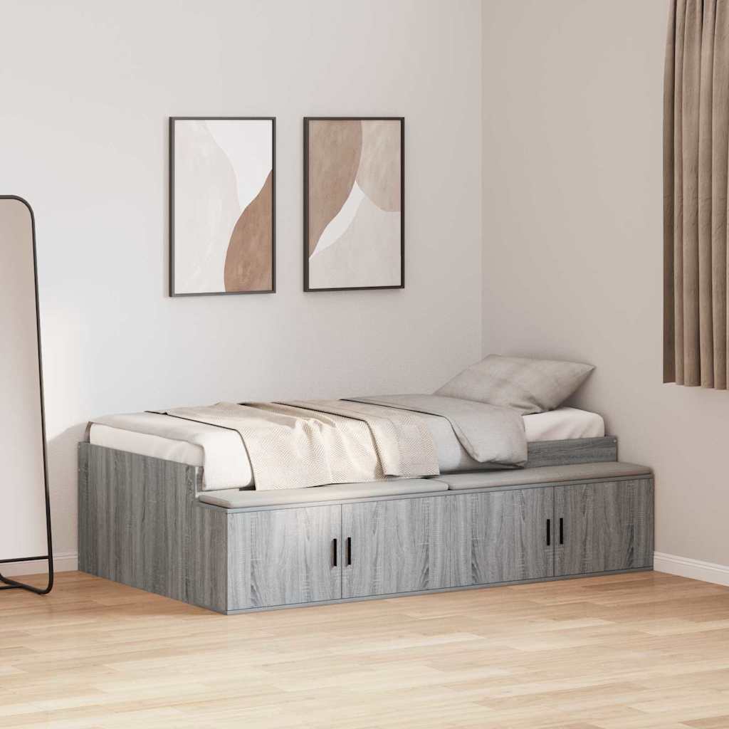 Bett mit Stauraum Grau Sonoma 75 x 190 cm Holzwerkstoff