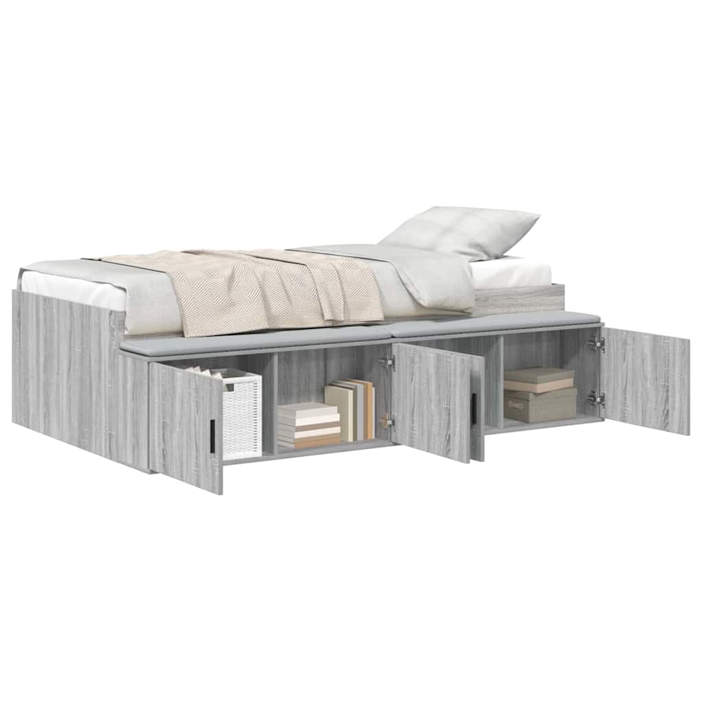 Bett mit Stauraum Grau Sonoma 75 x 190 cm Holzwerkstoff