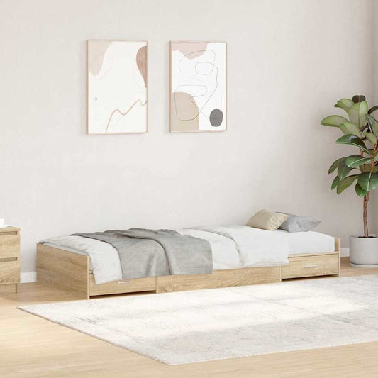 Bett mit Stauraum Sonoma-Eiche 100 x 200 cm Holzwerkstoff