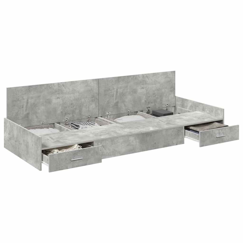 Bett mit Stauraum Beton Grau 100 x 200 cm Holzwerkstoff