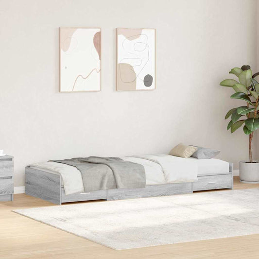 Bett mit Stauraum Graues Sonoma 100 x 200 cm Holzwerkstoff