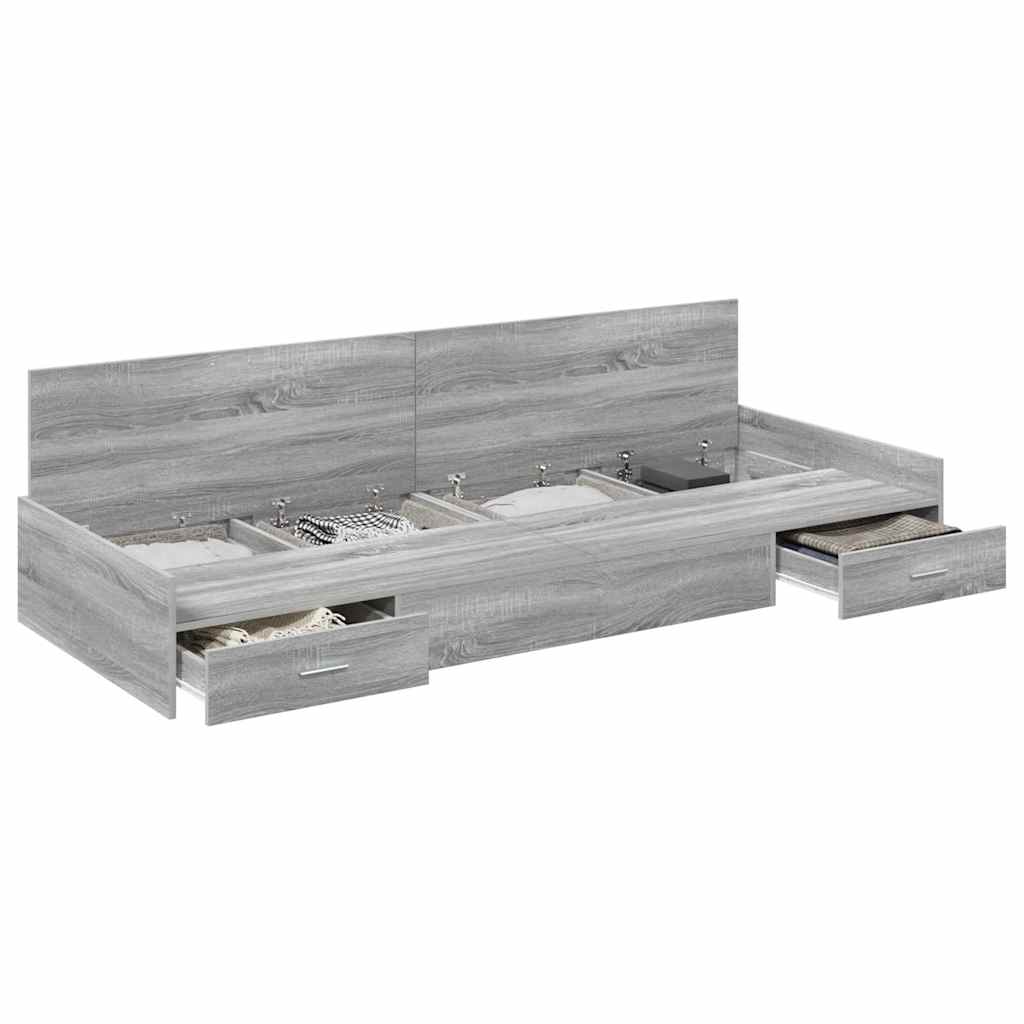 Bett mit Stauraum Graues Sonoma 100 x 200 cm Holzwerkstoff
