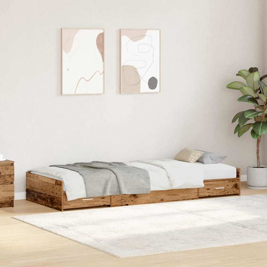 Bett mit Stauraum Altholz 100 x 200 cm Holzwerkstoff