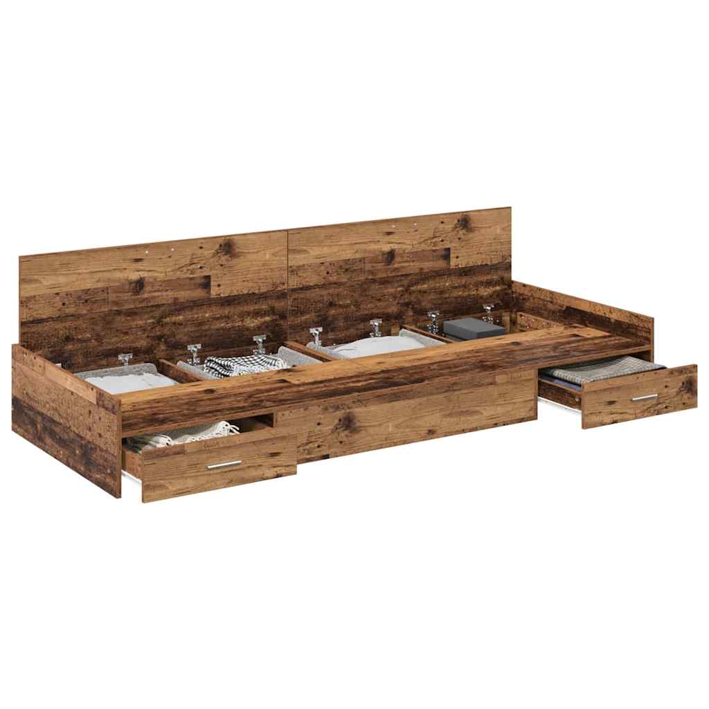Bett mit Stauraum Altholz 100 x 200 cm Holzwerkstoff