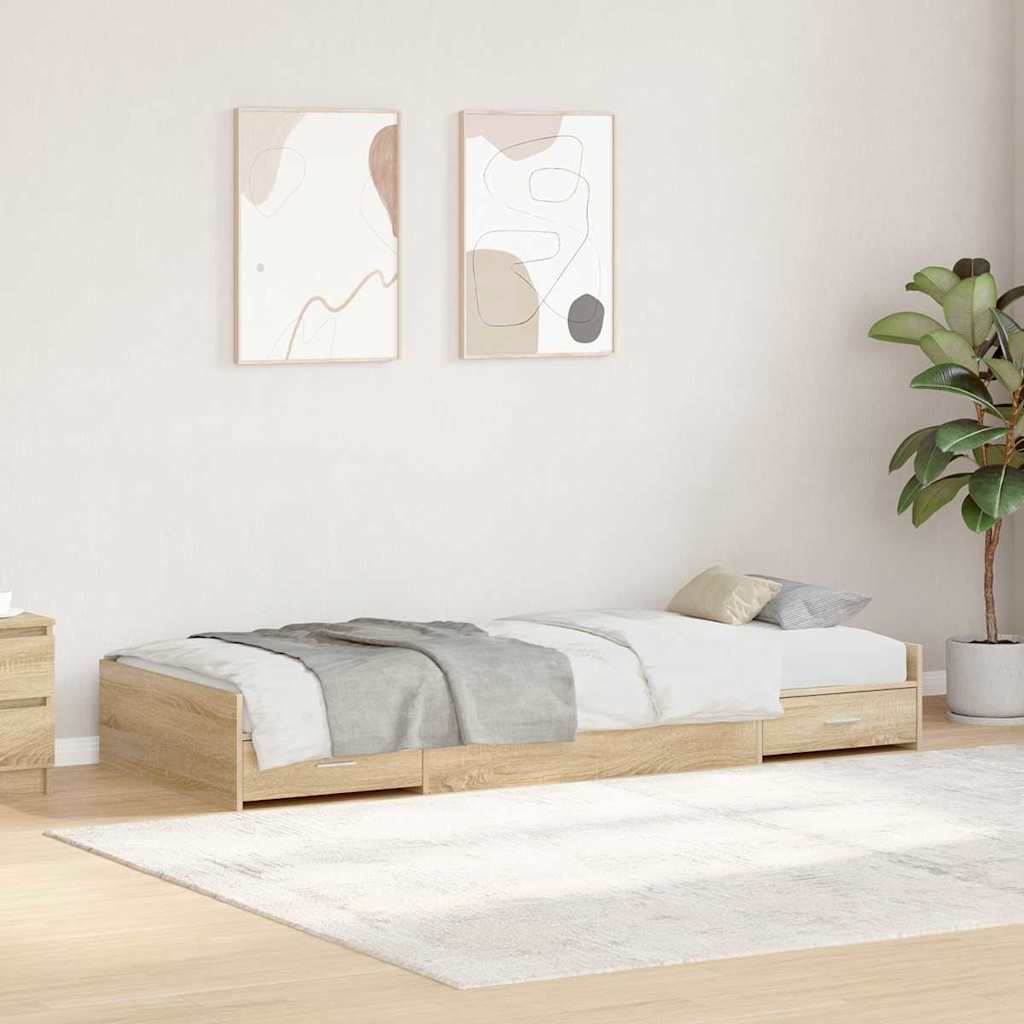 Bettrahmen mit Kopfteil Sonoma-Eiche 90 x 200 cm Holzwerkstoff