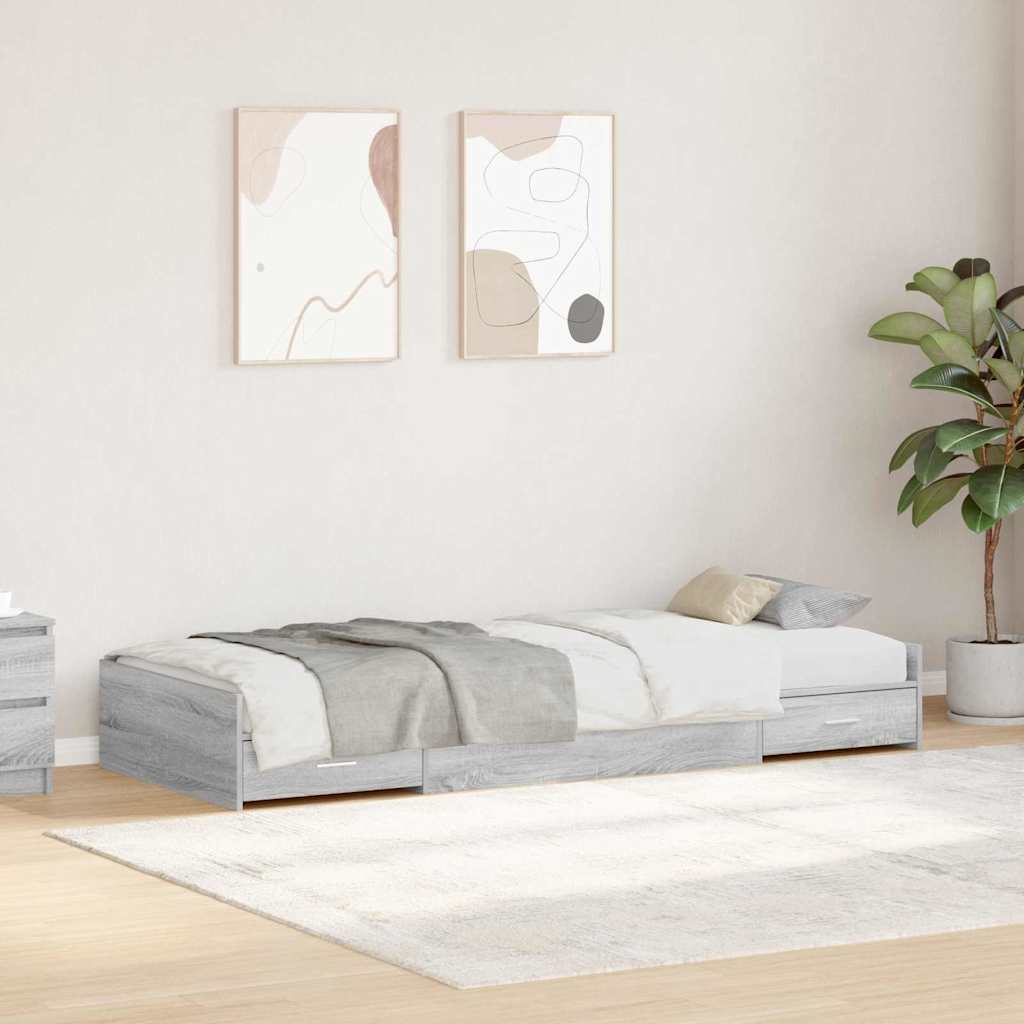Bett mit Stauraum Graues Sonoma 80 x 200 cm Holzwerkstoff
