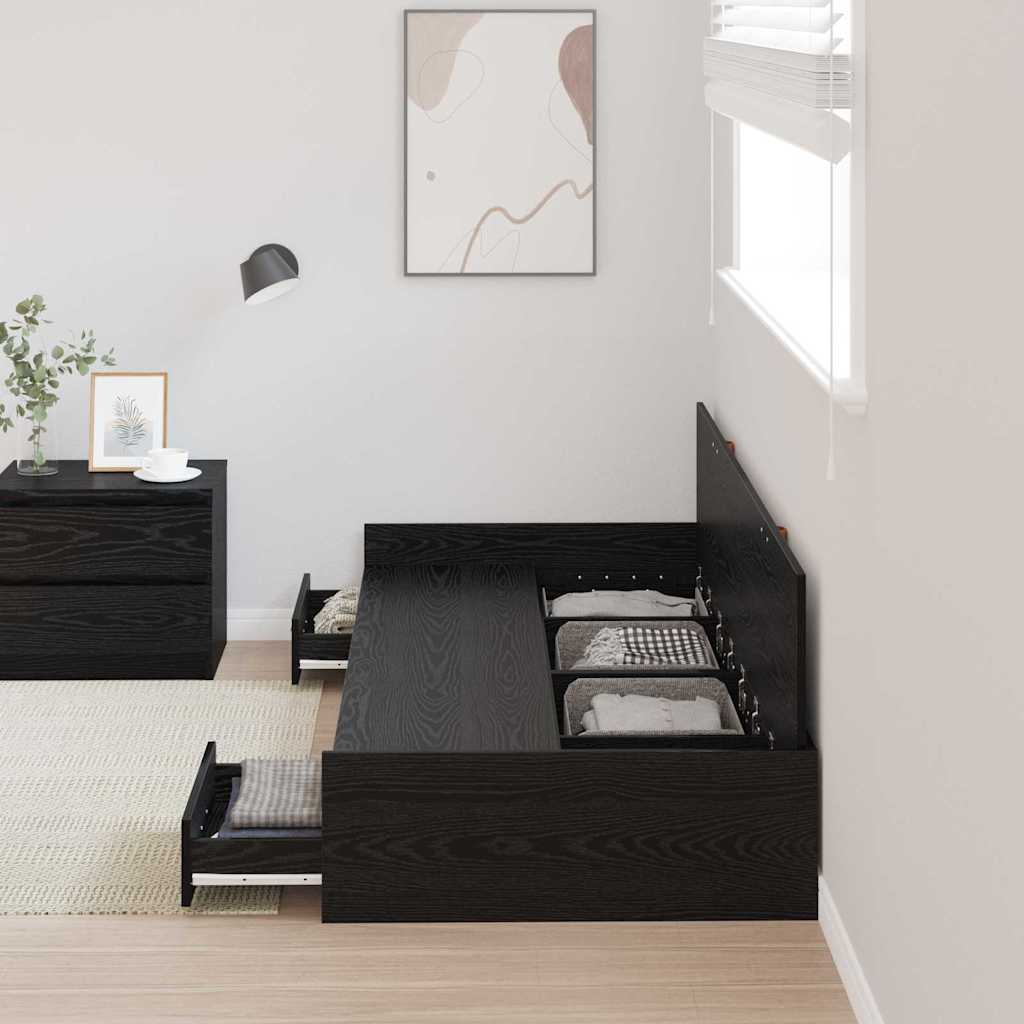 Bett mit Stauraum mit Kopfteil Schwarz Eichen-Optik 80 x 200 cm