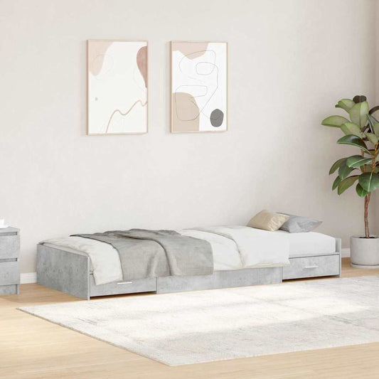 Bett mit Stauraum Beton Grau 80 x 200 cm Holzwerkstoff