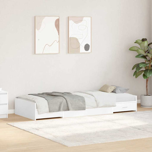 Bett mit Stauraum mit Kopfteil Weiß 75 x 190 cm Holzwerkstoff