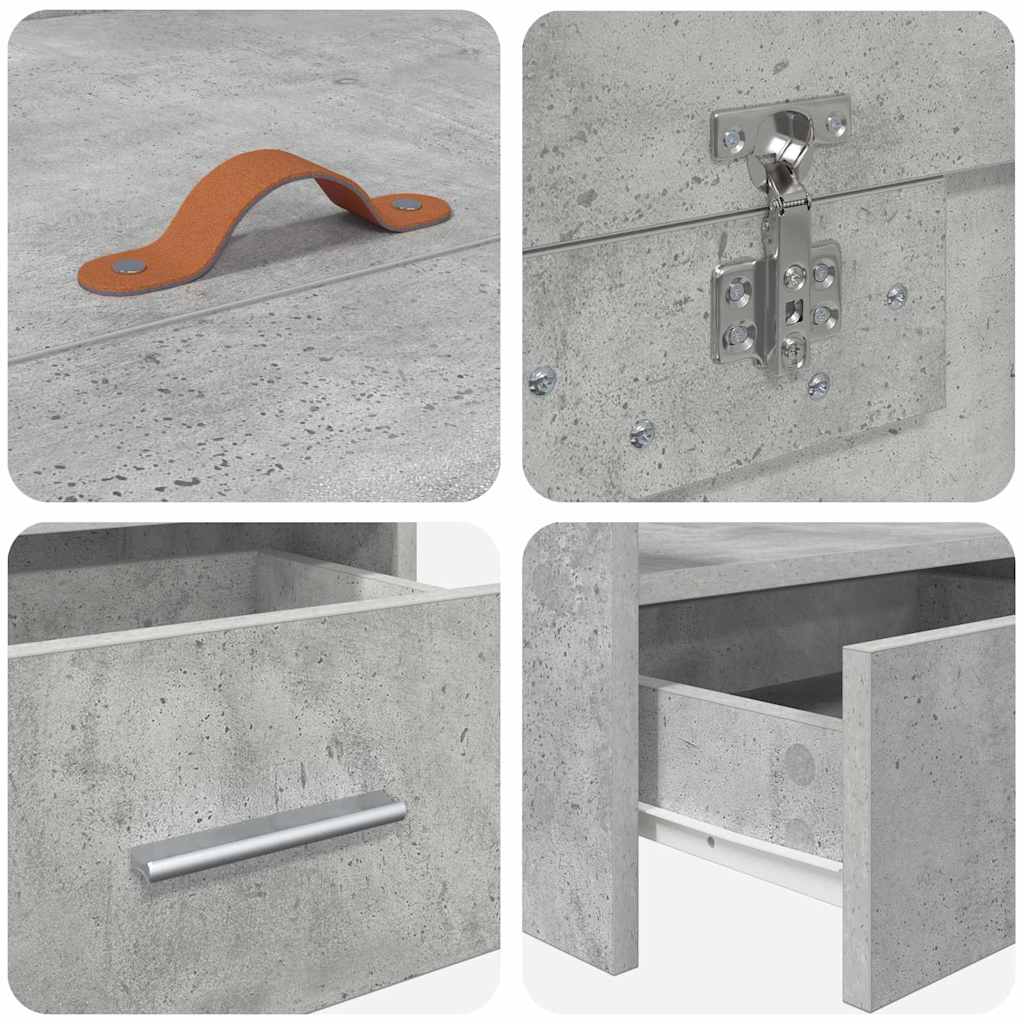 Bett mit Stauraum Beton Grau 75 x 190 cm Holzwerkstoff