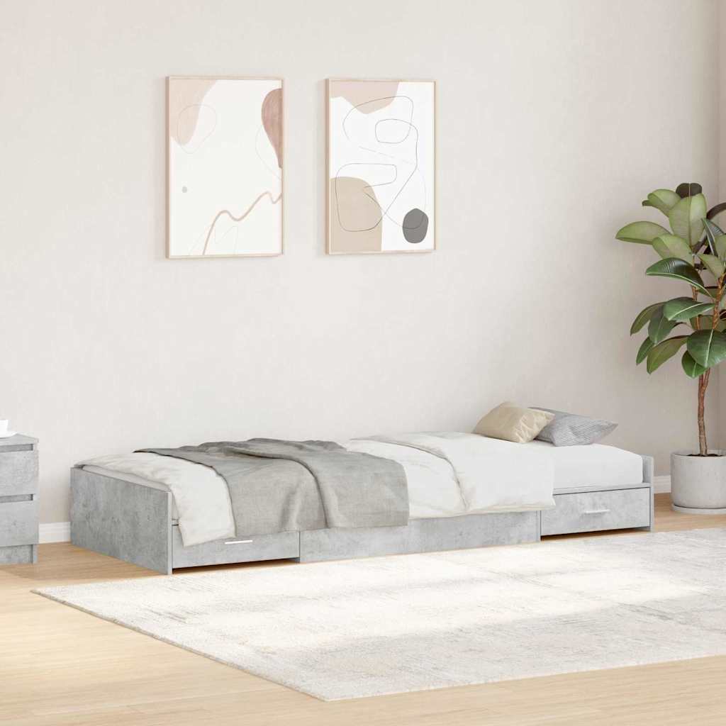 Bett mit Stauraum Beton Grau 75 x 190 cm Holzwerkstoff