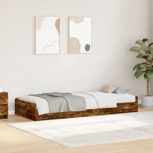Bett mit Stauraum Altholz 75 x 190 cm Holzwerkstoff