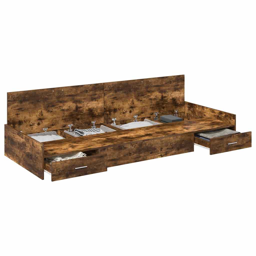 Bett mit Stauraum Altholz 75 x 190 cm Holzwerkstoff