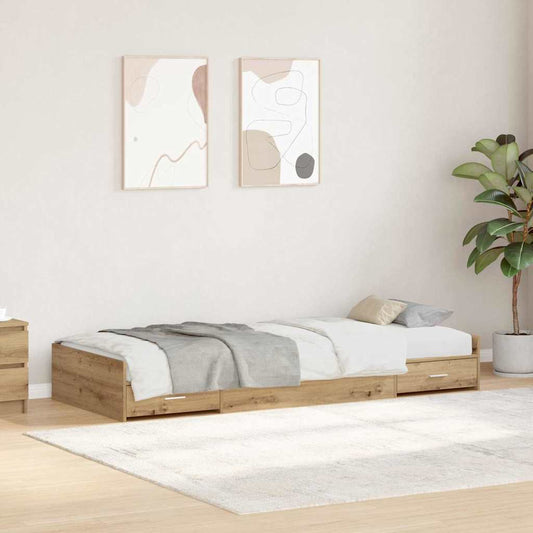 Bett mit Stauraum Artisan-Eiche 75 x 190 cm Holzwerkstoff