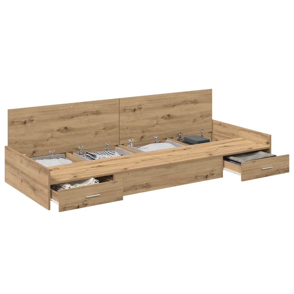 Bett mit Stauraum Artisan-Eiche 75 x 190 cm Holzwerkstoff