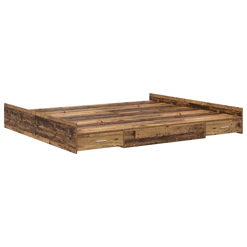 Bett mit Stauraum Altholz 200 x 200 cm Holzwerkstoff