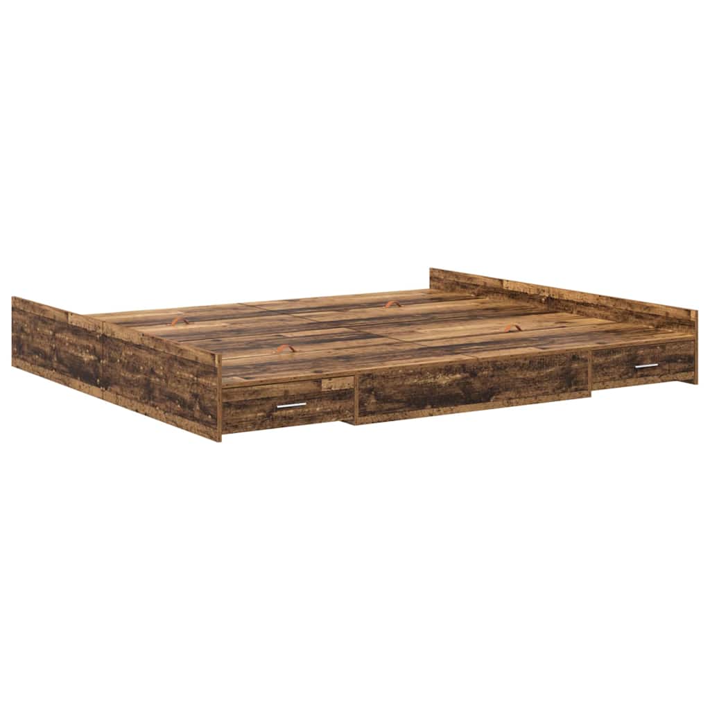 Bett mit Stauraum Altholz 200 x 200 cm Holzwerkstoff