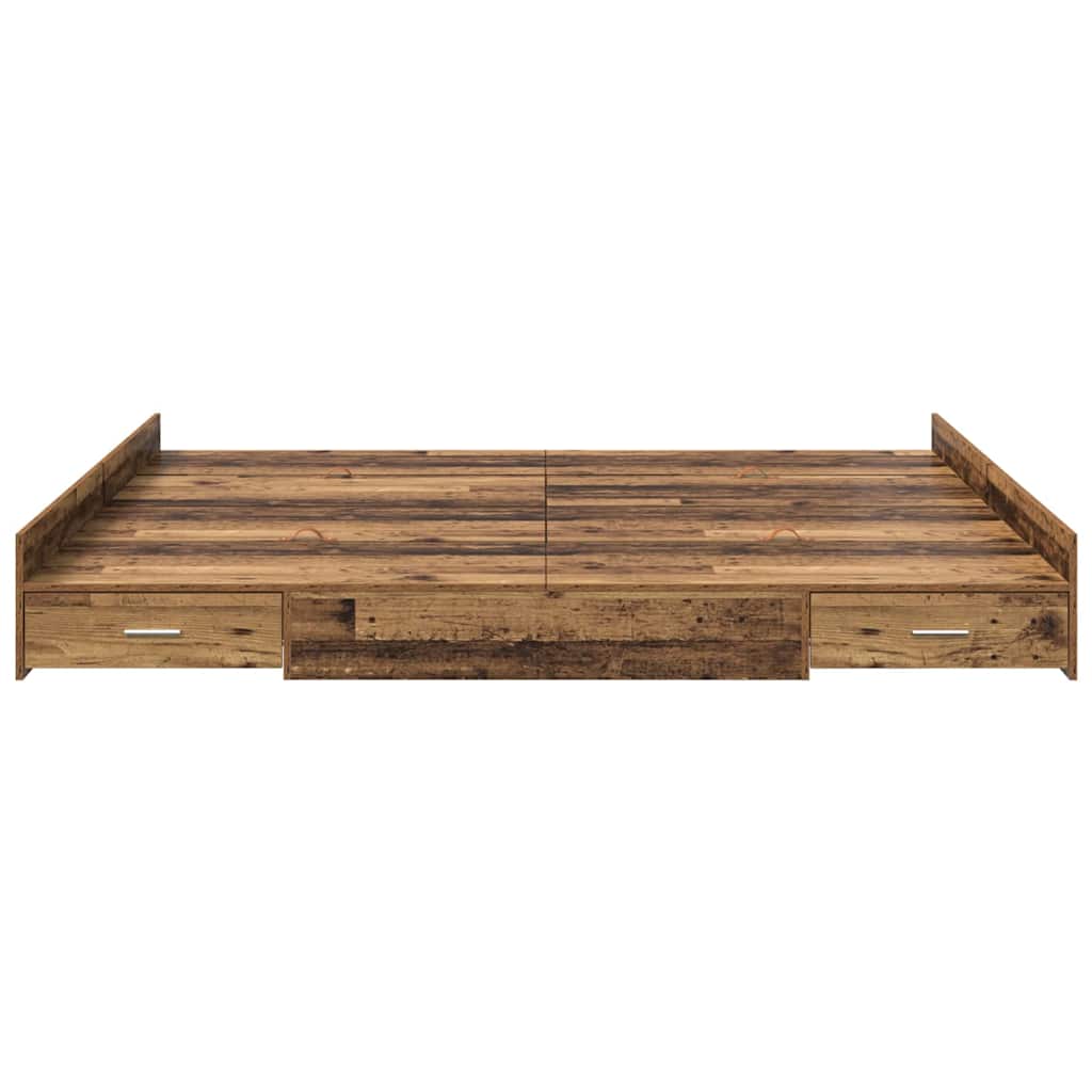 Bett mit Stauraum Altholz 200 x 200 cm Holzwerkstoff