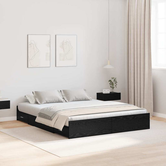 Aufbewahrungsbettgestell Schwarz Eichen-Optik 160 x 200 cm