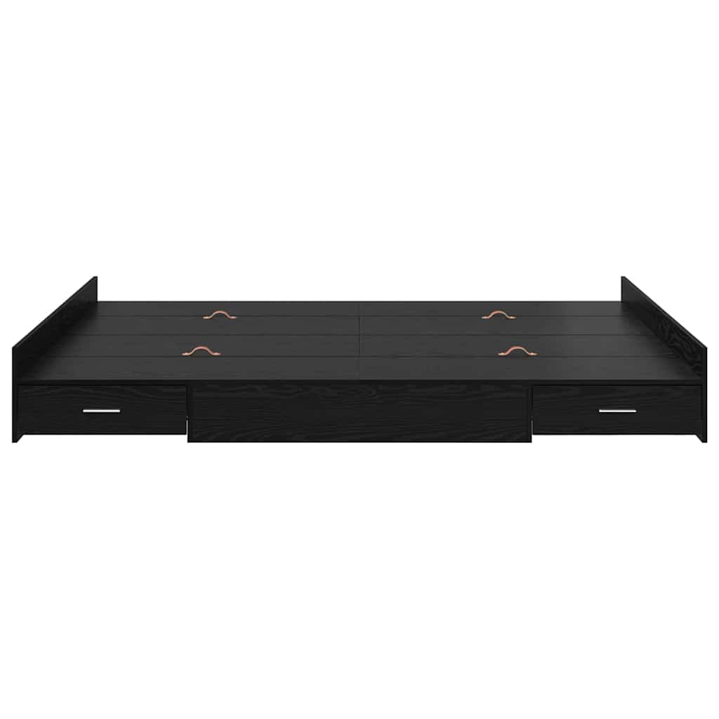 Aufbewahrungsbettgestell Schwarz Eichen-Optik 160 x 200 cm
