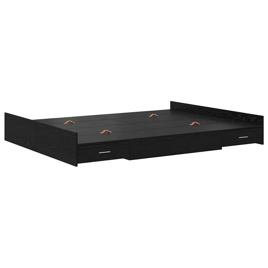 Aufbewahrungsbettgestell Schwarz Eichen-Optik 140 x 200 cm