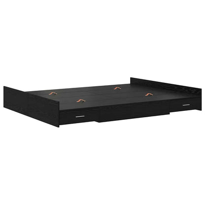 Aufbewahrungsbettgestell Schwarz Eichen-Optik 140 x 200 cm