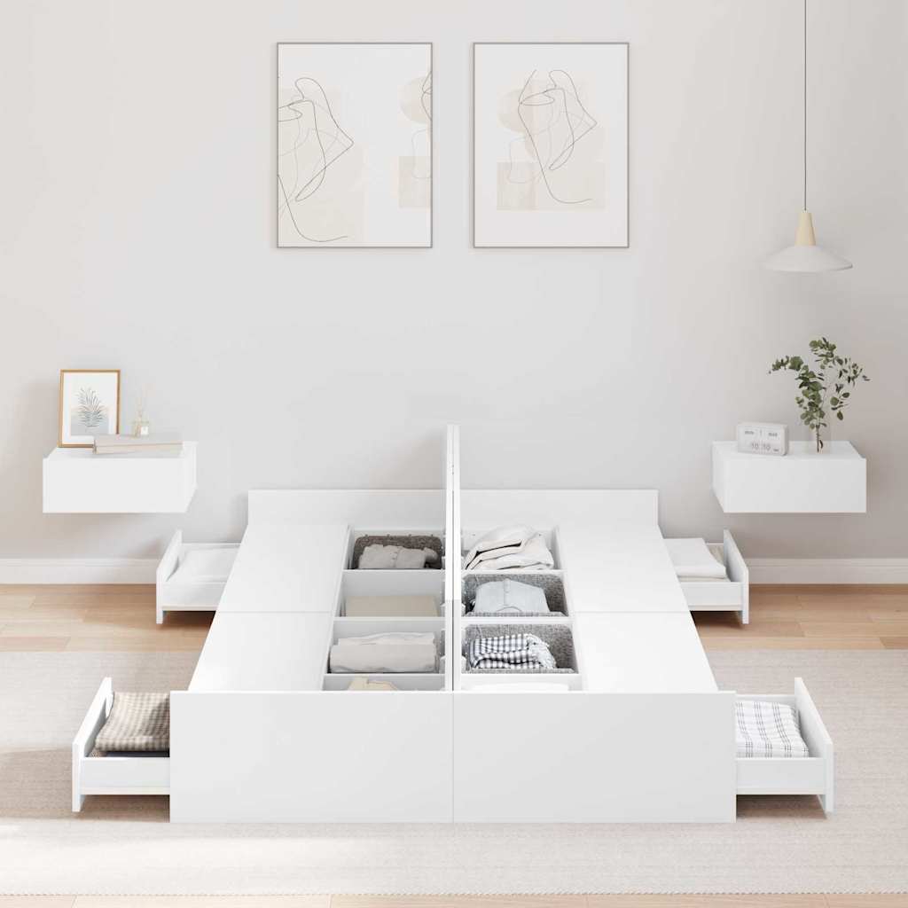 Aufbewahrungsbettgestell Weiß 120 x 200 cm Holzwerkstoff