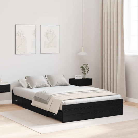 Aufbewahrungsbettgestell Schwarz Eichen-Optik 120 x 200 cm