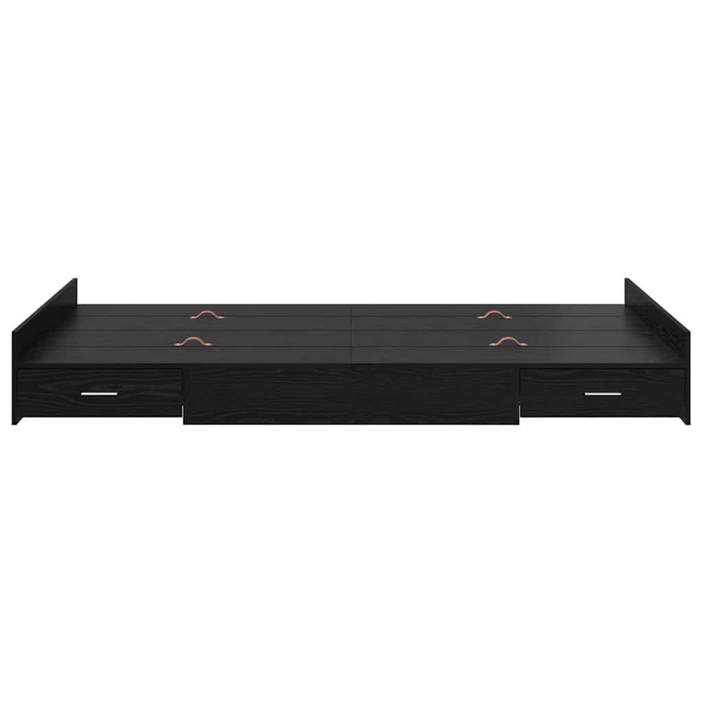 Aufbewahrungsbettgestell Schwarz Eichen-Optik 120 x 200 cm