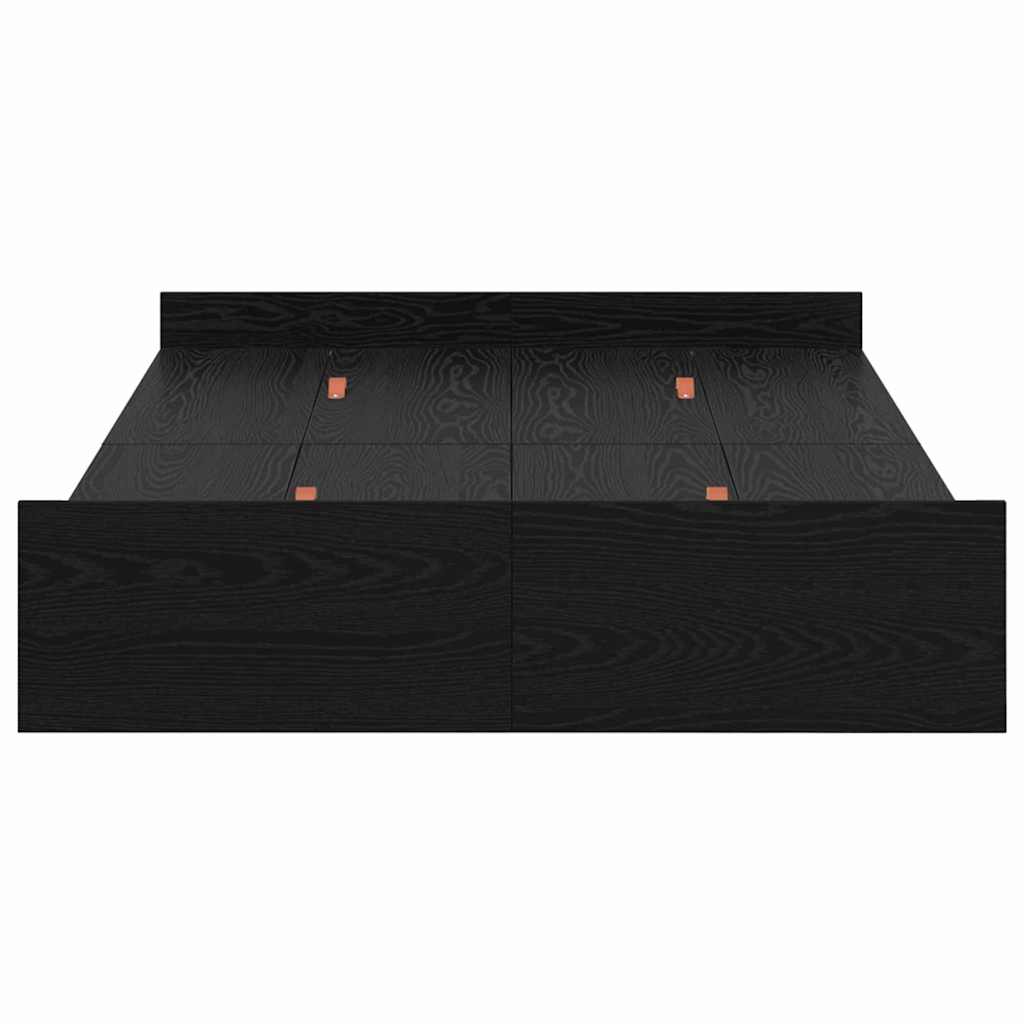 Aufbewahrungsbettgestell Schwarz Eichen-Optik 120 x 200 cm