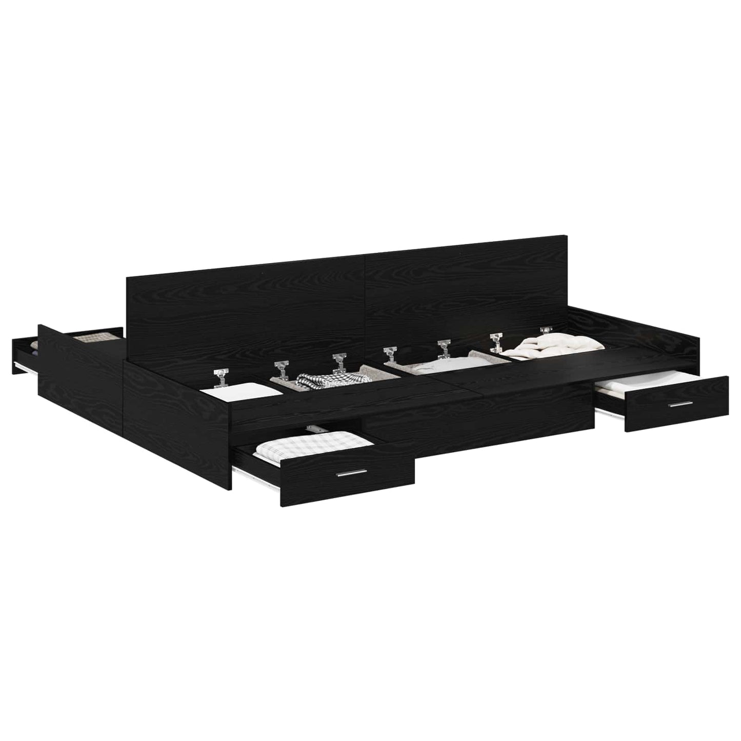 Aufbewahrungsbettgestell Schwarz Eichen-Optik 140 x 190 cm