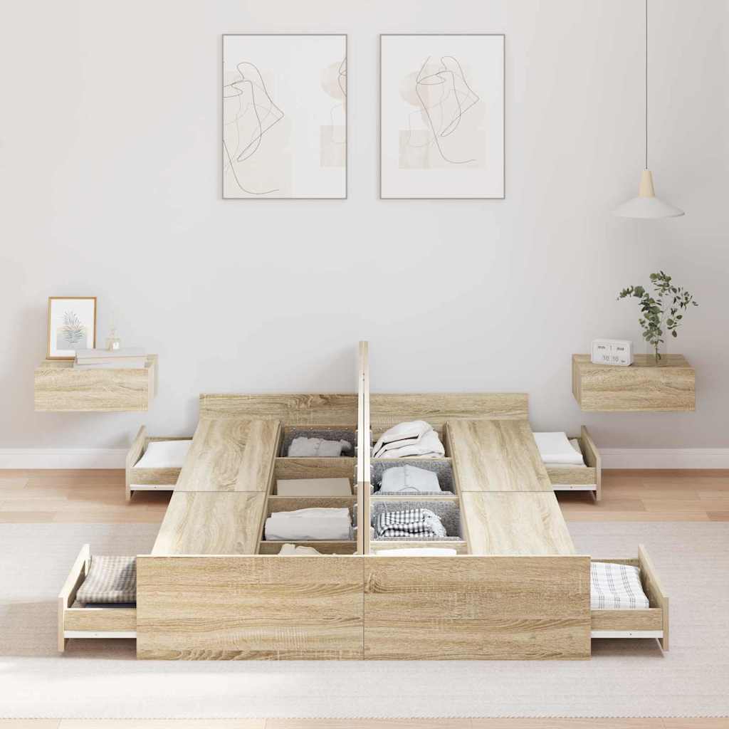 Aufbewahrungsbettgestell mit Kopfteil Sonoma-Eiche 120 x 190 cm