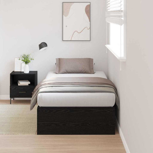 Aufbewahrungsbettgestell Schwarz Eichen-Optik 90 x 200 cm
